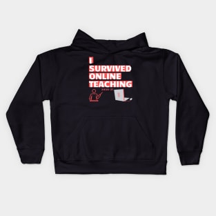 I survived online teaching funny logo covid homeschool mum dad Kids Hoodie